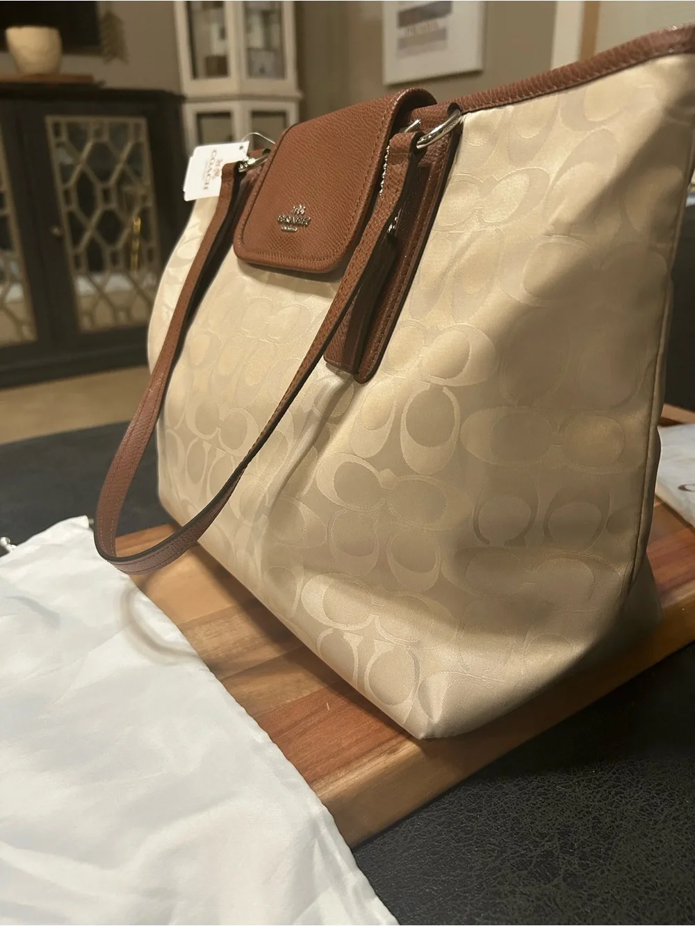 NEW WITH TAGS Coach Ward nylon logo bag with Brown Leather Trim